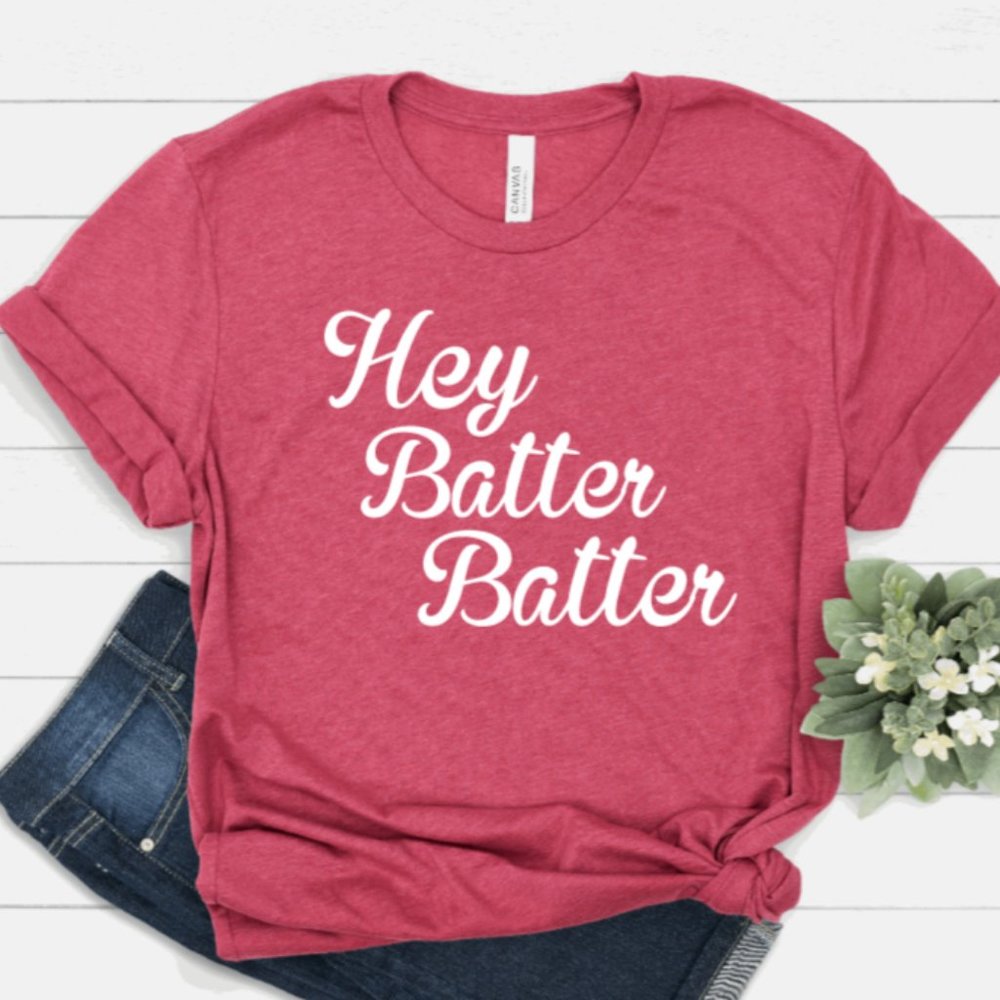 Hey Batter Batter Women's T-Shirt. Baseball Shirt